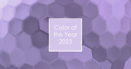 Digital Lavender Color of the Year 2023. Geometric background. Text colour of the year 2023. Horizontal Illustration