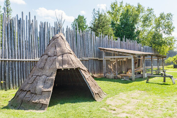Wendat wigwam in Sainte Marie Among the Hurons, Midland, Ontario, Canada © JossK