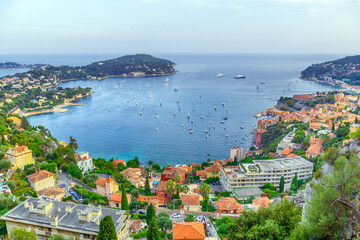 Villefranche sur Mer and bay on riviera coast, Cote d'Azure, France