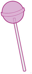 Pastel colored violet lollipop drawing on transparent background