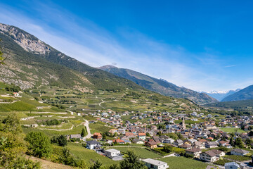 Fototapeta na wymiar Panoramic view of Salgesch -Switzerland