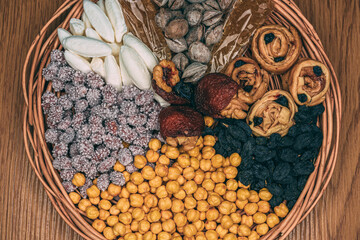dried fruits and nuts  in a bowl