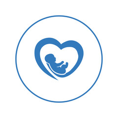 Newborn baby lying heart icon | Circle version icon |