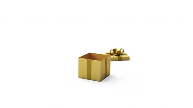 Gift box with bouncing and swinging lid. 3D gift box with 4k resolution and alpha channel