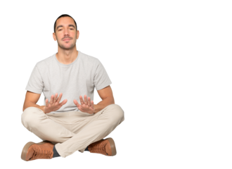 Doubtful young man doing a gesture of keep calm