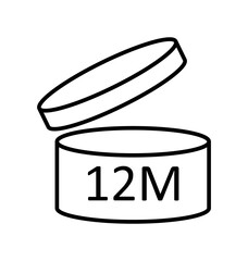 PAO cosmetics symbol, the period after opening symbol. Best before in months. Vector illustration.