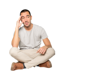 Hesitant young man looking gesture