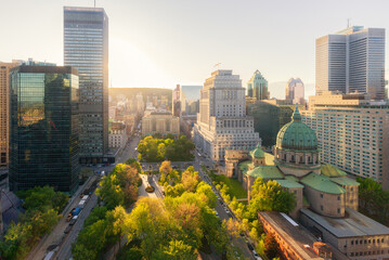 Aerial View of Montreal at Sunset