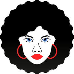 Head beautiful afro american girls with hairstyle afro for banner fashion salon vector illustration