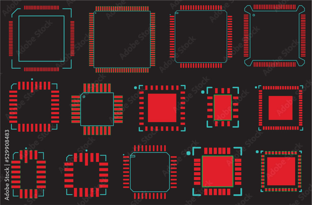 Poster a footprint for mounting an electronic component on a printed circuit board. assembly drawing of the
