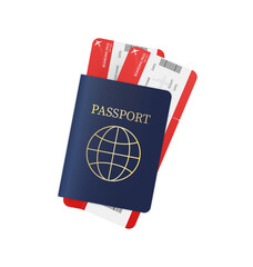 Airline tickets, great design for any purposes. Hands with passport and airline tickets. Vector illustration.