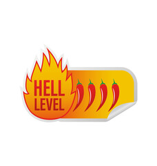 Spicy level sticker on white background. Vector illustration design. Burning hot.