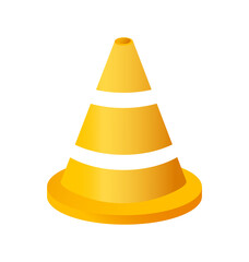 Construction cone isolated on white background. Illustration for site design. 3d illustration.