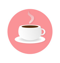 Coffee cup icon isolated on punk background. Vector flat illustration.