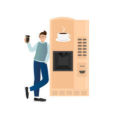 Cartoon character. Coffee break vending machine, great design for any purposes. Art illustration. Vector illustration.