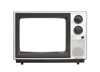 Vintage portable television set with empty screen isolated.