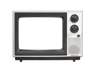 Vintage portable television set with empty screen isolated.