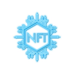 Neon art pattern with nft for game background design. Crypto currency finance concept. Currency icon.