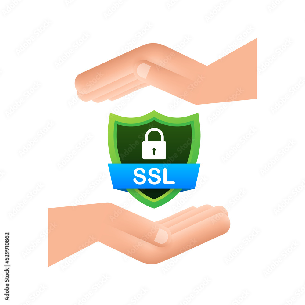Poster secure connection icon vector illustration isolated on white background, flat style secured ssl shie