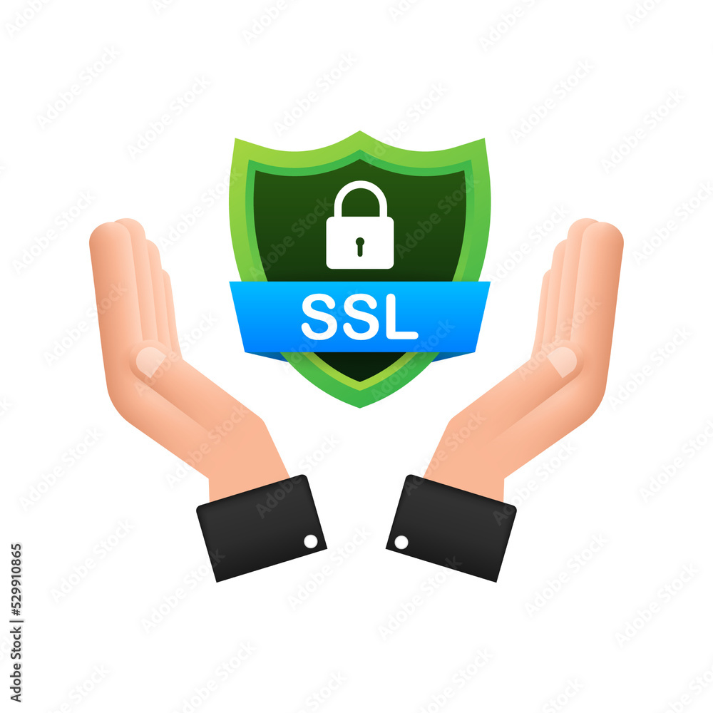 Poster secure connection icon vector illustration isolated on white background, flat style secured ssl shie