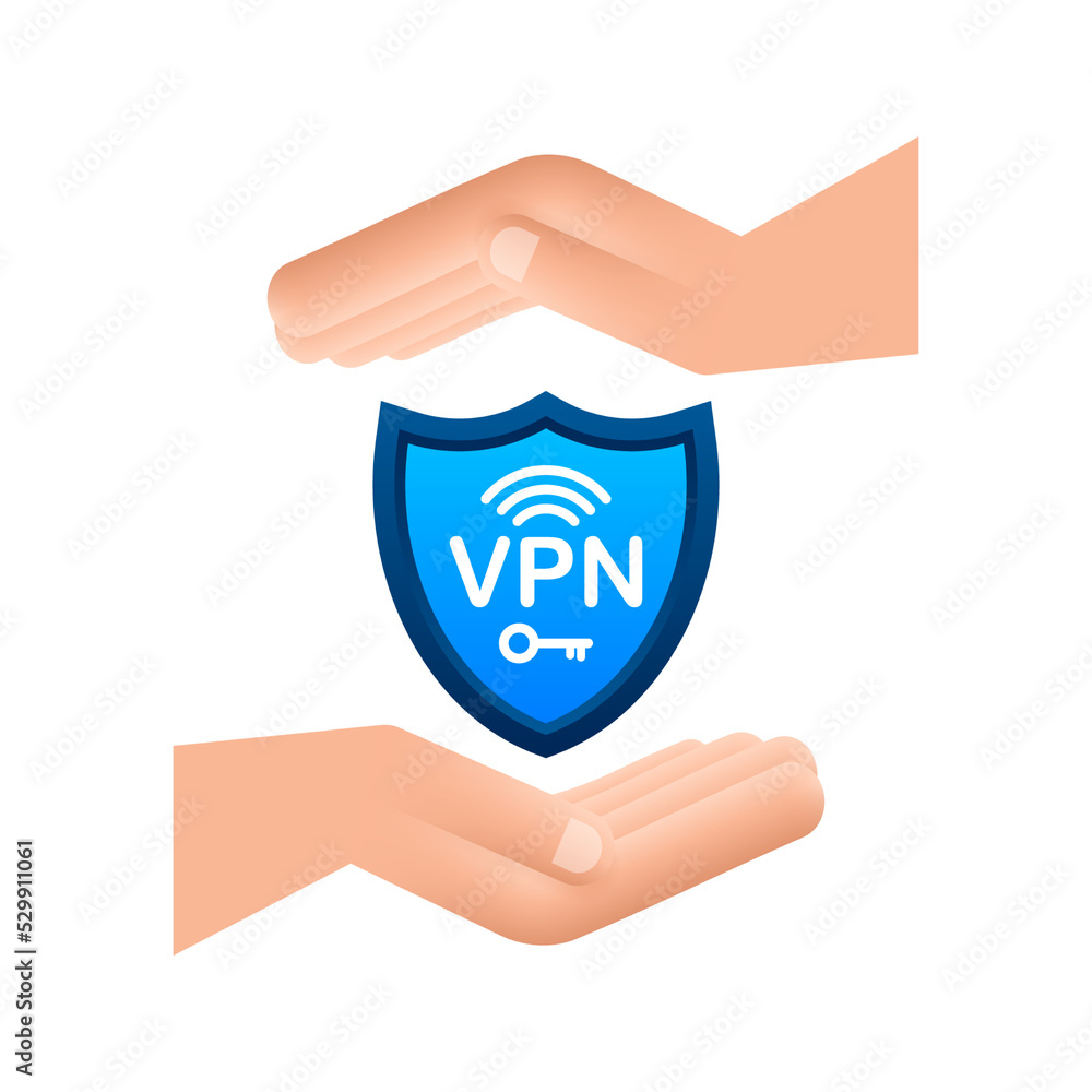 Poster secure vpn connection concept with hands. hnads holding vpn sign. virtual private network connectivi