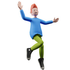 PNG 3d illustration of a boy elevated in the air