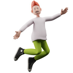 PNG 3d illustration of a boy jumping happily