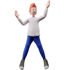 PNF 3d render of a boy calling people from afar with his hand up