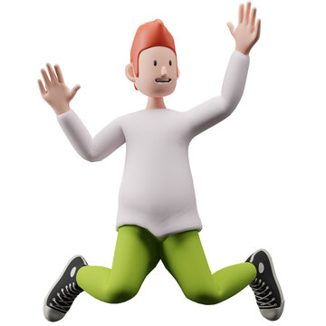 PNG render of a boy jumping while celebrating