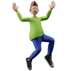 3d png illustration of a boy jumping