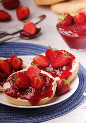 Wheat sandwiches with strawberry marmalade