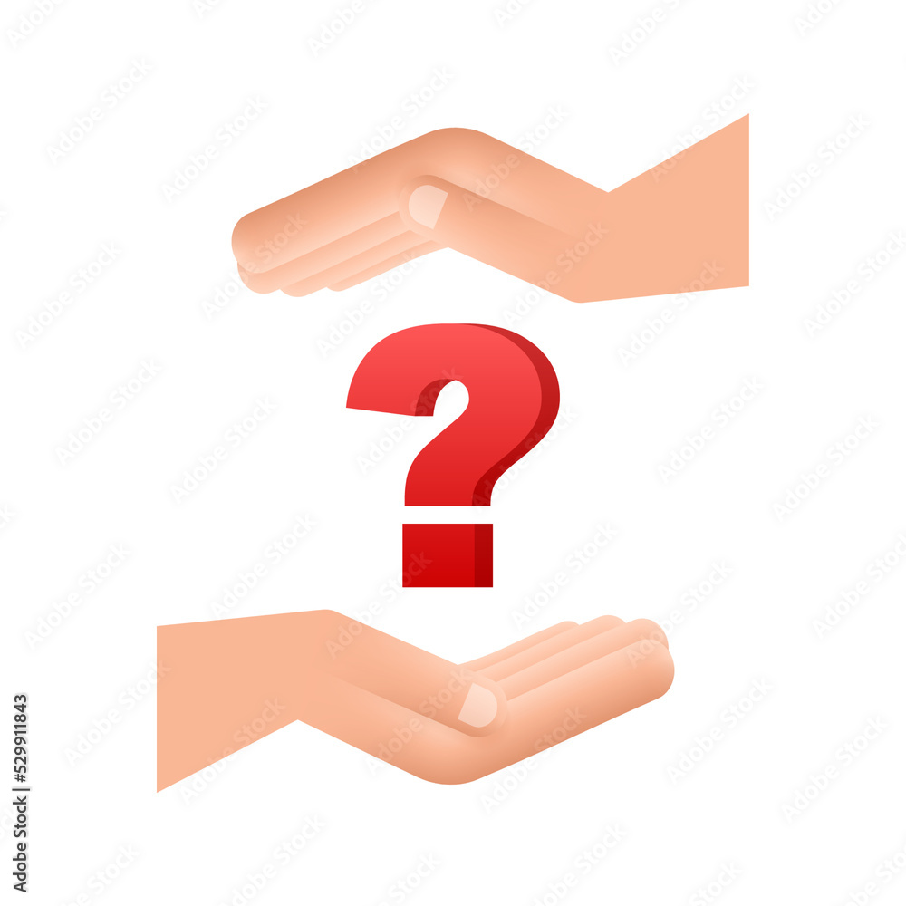 Poster 3d question mark in hands for concept design. technology vector illustration. abstract isometric ill