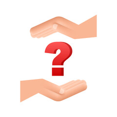 3d question mark in hands for concept design. Technology vector illustration. Abstract isometric illustration. Business vector icon.