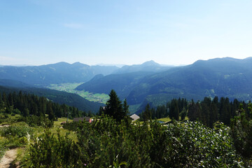 The view from Gablonzer huette to Zwiesel valley, Gosaukamm mountain ridge, Germany	
