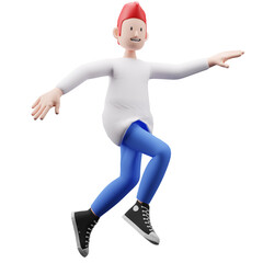 3d render of a boy skipping 