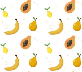 Seamless pattern with different fruits.