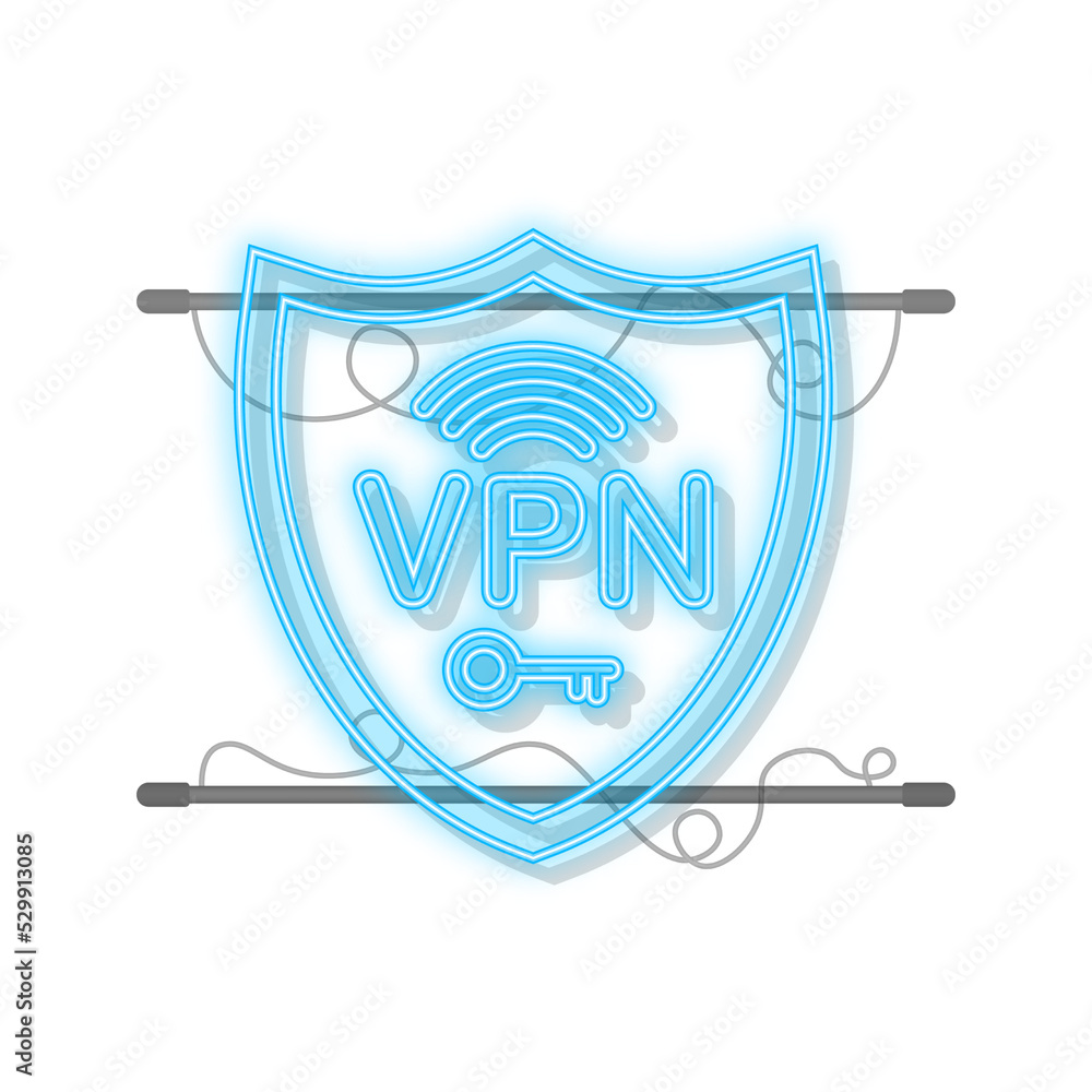 Aufkleber secure vpn connection concept. virtual private network connectivity overview. neon style. vector sto