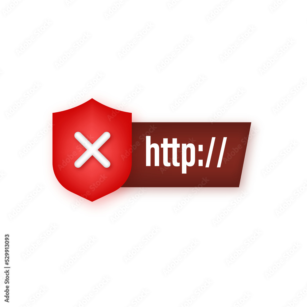 Poster neon style http and https protocols on shield, on dark background. vector stock illustration