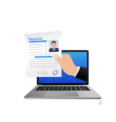 Resume, great design for any purposes. Flat icon. Vector illustration flat design. Online interview. Information icon vector. Online career.