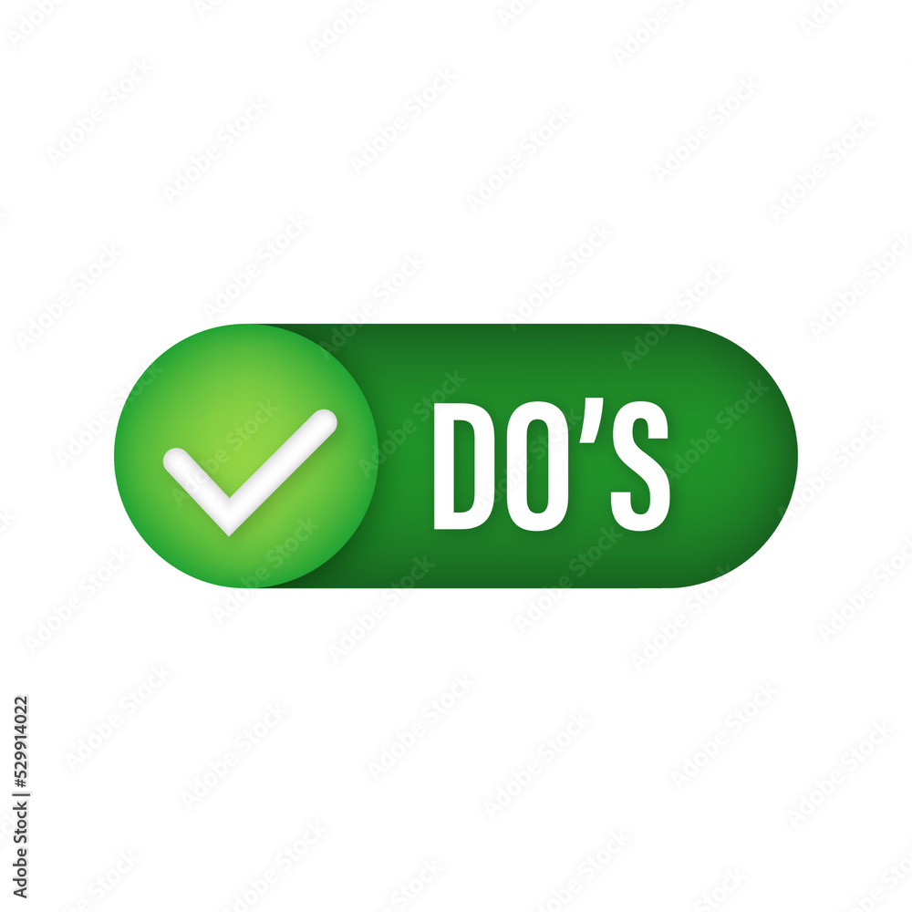 Poster do s and don ts neon button. flat simple thumb up symbol minimal logotype element set. vector illust