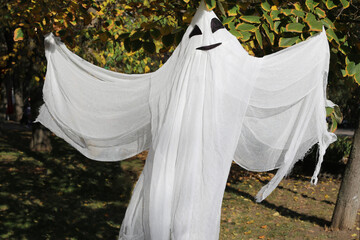 autumn decorations for Halloween. white ghost.