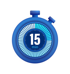 Icon of a timer with 15 minutes on the white background. Vector illustration.