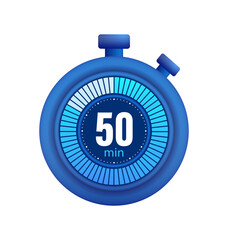 Icon of a timer with 50 minutes on the white background. Vector illustration.
