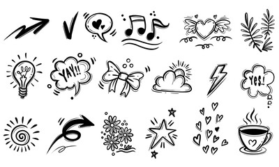 Fototapeta premium set of doodle abstract hand drawn