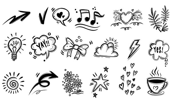 set of doodle abstract hand drawn