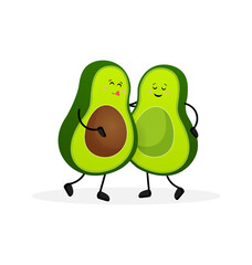 Avocado, great design for any purposes. Vector hand drawn illustration. Funny cartoon character.