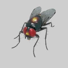 computer rendered illustration of a house fly