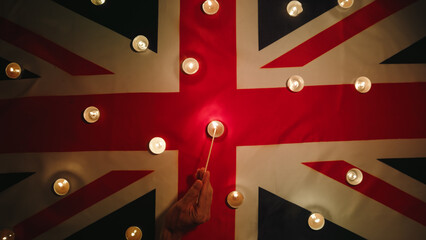 Candles on United Kingdom flag