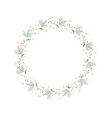 Obraz premium Floral frame in sketch style on white background. Floral sketch. Vintage frame logo. Hand drawn. Line icon. Line art. Vector design.