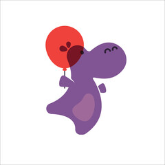 Cute, quirky and funny hippo character head logo design symbol. Vector illustration for kids related brands or products.